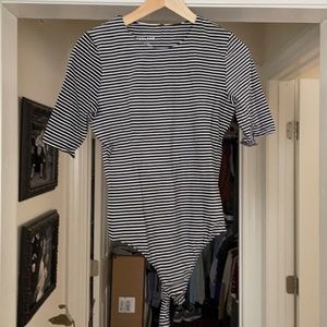 Everlane black and white striped bodysuit